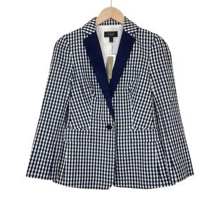 J. Crew Puckered Gingham Blazer Navy Size 0